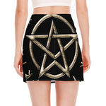 Viking Nordic Runes Pentagram Print Side Slit Mini Skirt