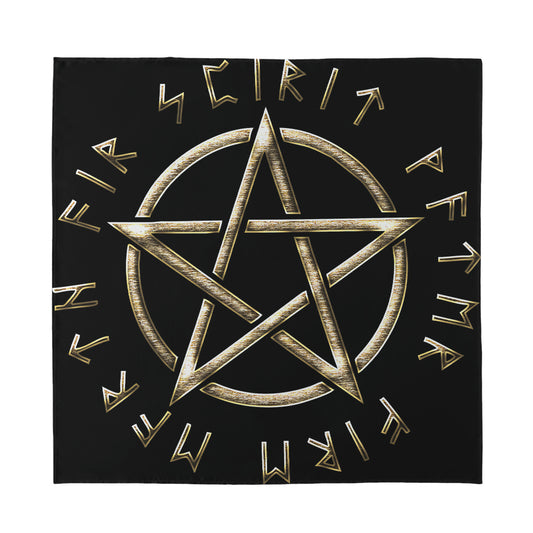 Viking Nordic Runes Pentagram Print Silk Bandana
