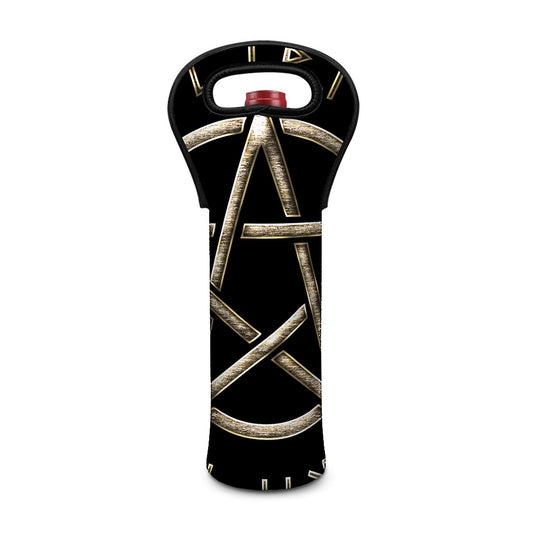 Viking Nordic Runes Pentagram Print Single Neoprene Wine Tote