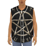 Viking Nordic Runes Pentagram Print Sleeveless Baseball Jersey