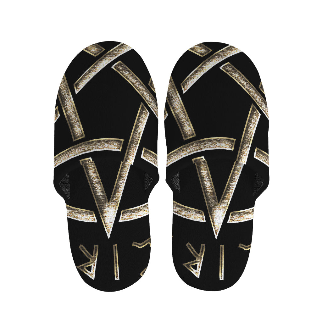Viking Nordic Runes Pentagram Print Slippers