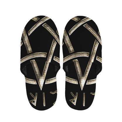 Viking Nordic Runes Pentagram Print Slippers