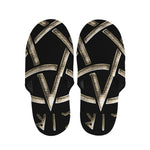 Viking Nordic Runes Pentagram Print Slippers