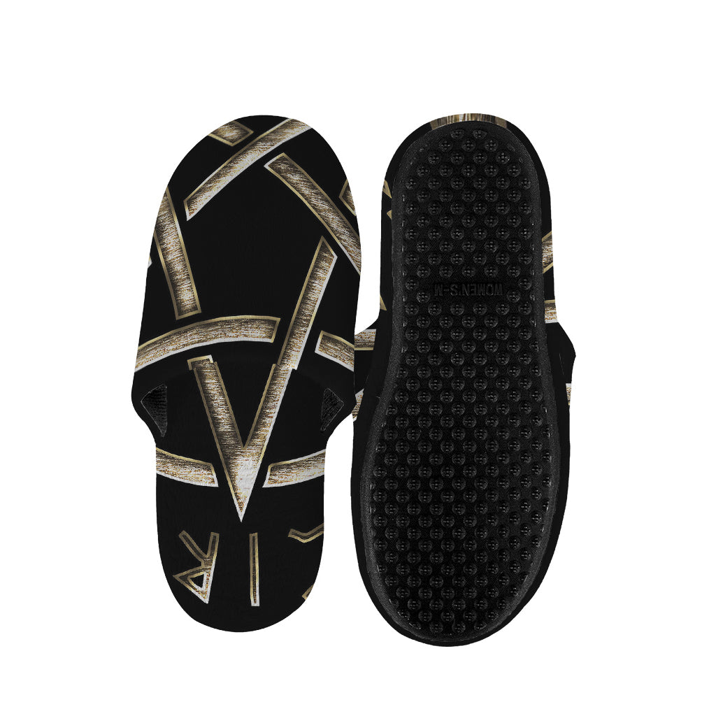 Viking Nordic Runes Pentagram Print Slippers