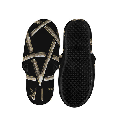 Viking Nordic Runes Pentagram Print Slippers