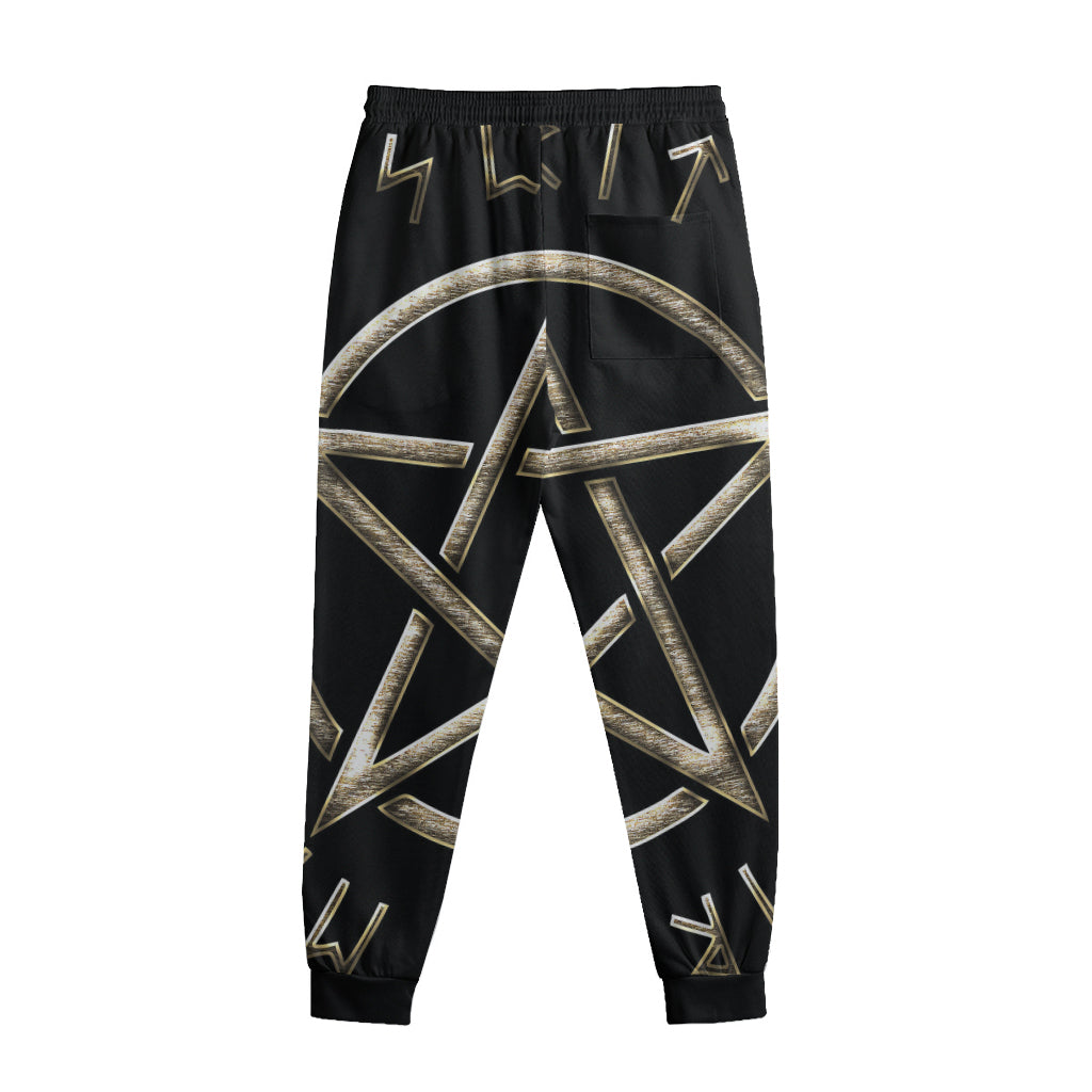 Viking Nordic Runes Pentagram Print Sweatpants