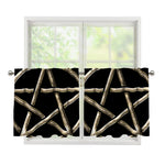 Viking Nordic Runes Pentagram Print Tier Curtains