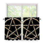 Viking Nordic Runes Pentagram Print Tier Curtains