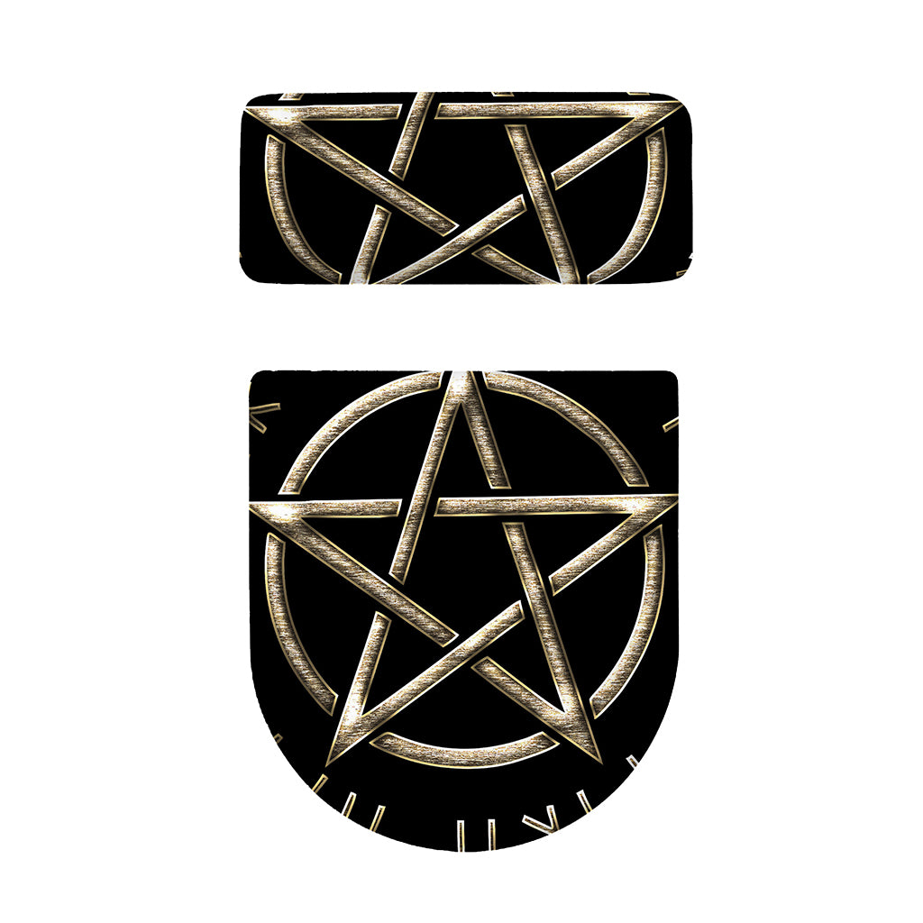 Viking Nordic Runes Pentagram Print Toilet Lid And Tank Cover Set