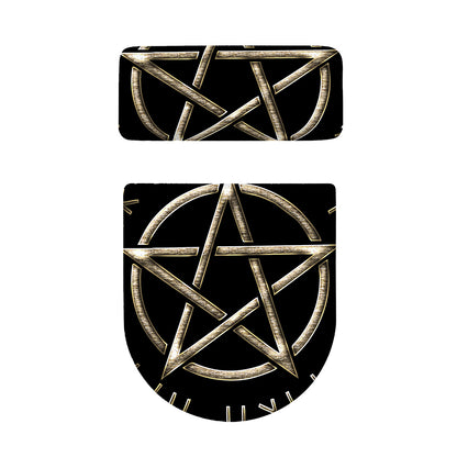 Viking Nordic Runes Pentagram Print Toilet Lid And Tank Cover Set