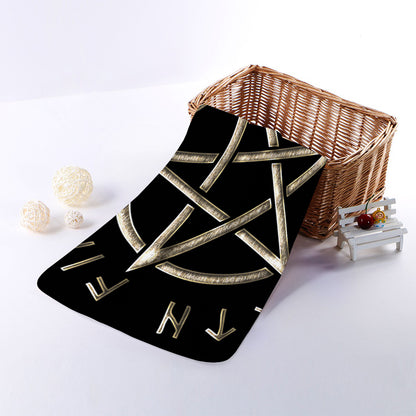 Viking Nordic Runes Pentagram Print Towel