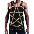 Viking Nordic Runes Pentagram Print Men's Workout Tank Top