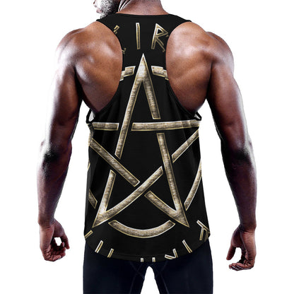Viking Nordic Runes Pentagram Print Training Tank Top