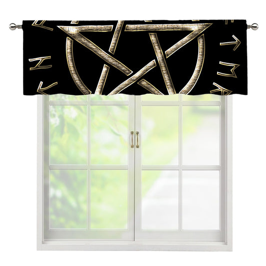 Viking Nordic Runes Pentagram Print Window Valance