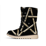 Viking Nordic Runes Pentagram Print Winter Boots