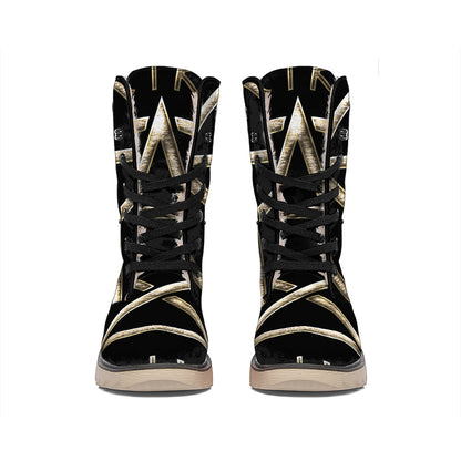 Viking Nordic Runes Pentagram Print Winter Boots