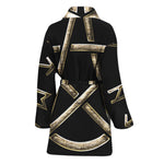 Viking Nordic Runes Pentagram Print Women's Bathrobe