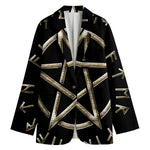 Viking Nordic Runes Pentagram Print Women's Blazer