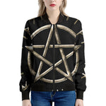 Viking Nordic Runes Pentagram Print Women's Bomber Jacket