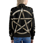 Viking Nordic Runes Pentagram Print Women's Bomber Jacket