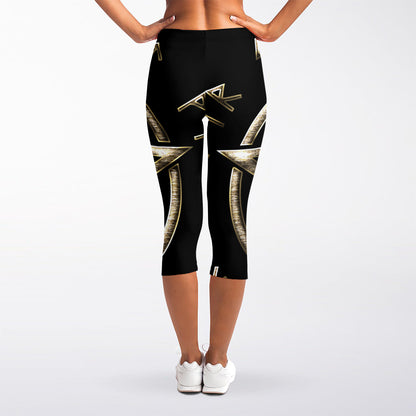 Viking Nordic Runes Pentagram Print Women's Capri Leggings