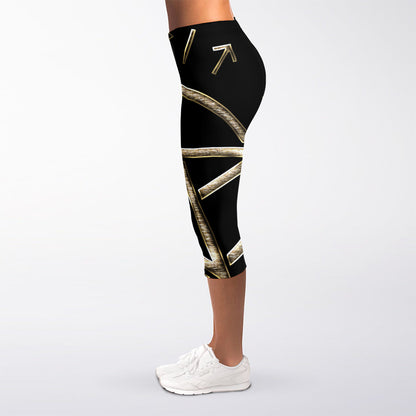 Viking Nordic Runes Pentagram Print Women's Capri Leggings
