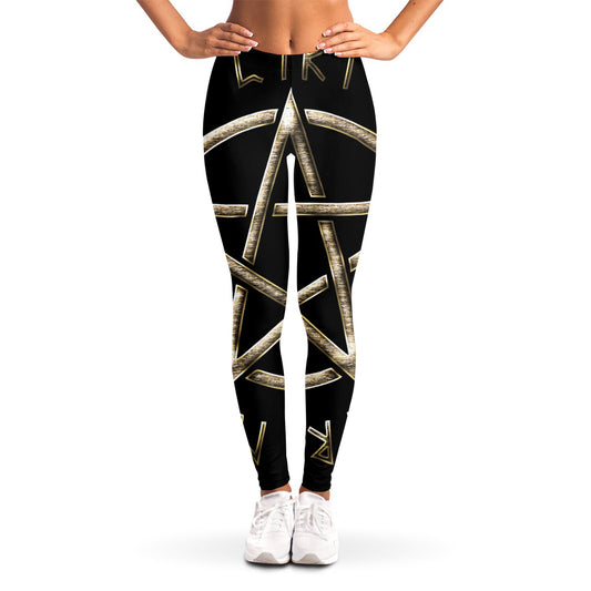 Viking Nordic Runes Pentagram Print Women's Leggings