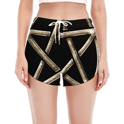 Viking Nordic Runes Pentagram Print Women's Split Running Shorts