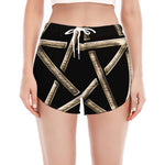 Viking Nordic Runes Pentagram Print Women's Split Running Shorts