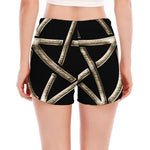 Viking Nordic Runes Pentagram Print Women's Split Running Shorts