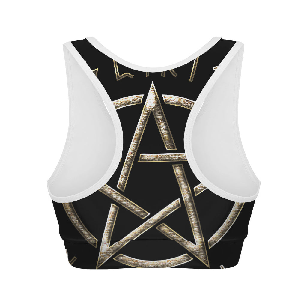 Viking Nordic Runes Pentagram Print Women's Sports Bra