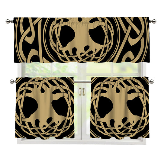 Viking Tree Of Life Print 3 Piece Kitchen Curtains