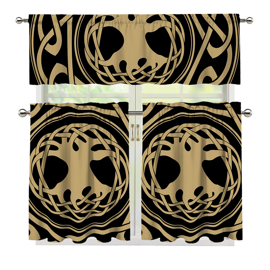 Viking Tree Of Life Print 3 Piece Kitchen Curtains