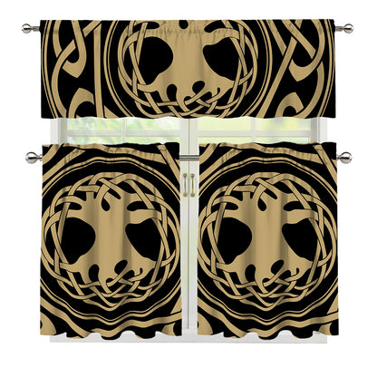 Viking Tree Of Life Print 3 Piece Kitchen Curtains