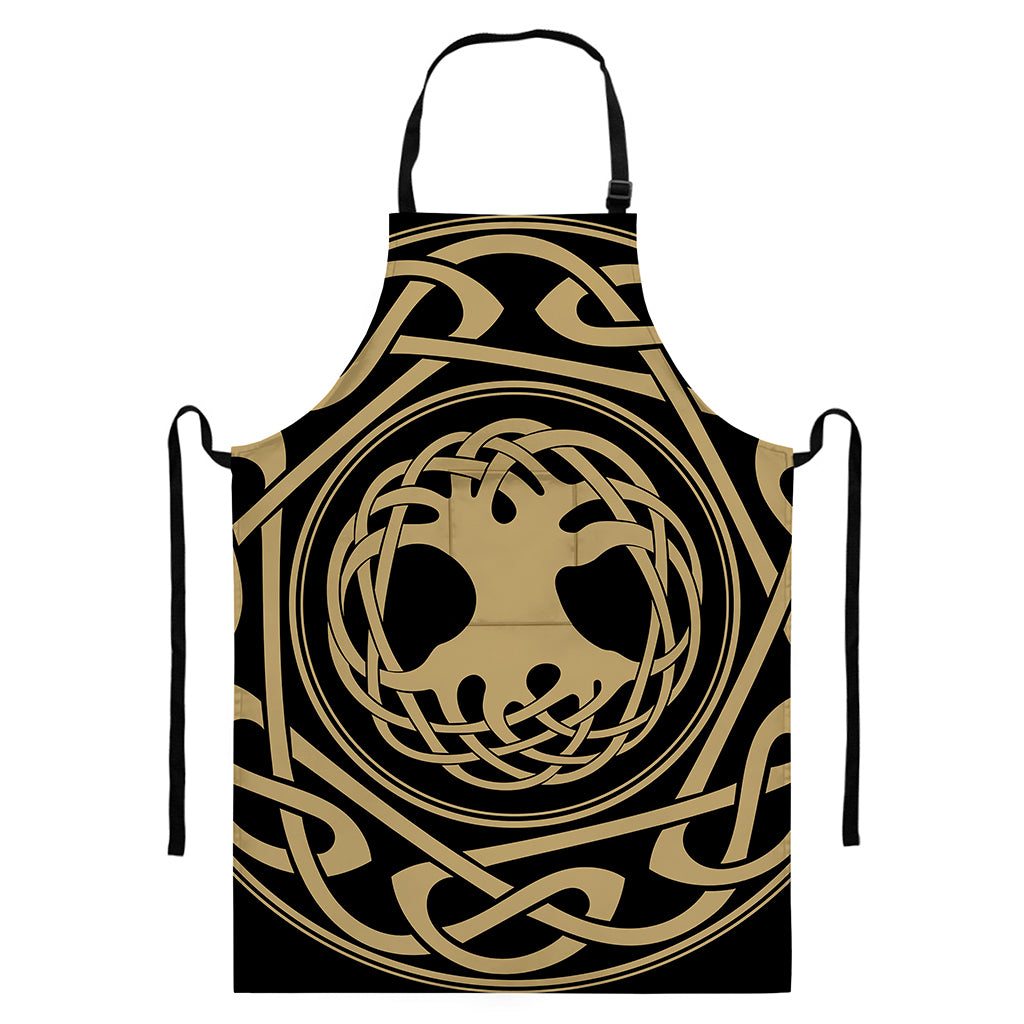 Viking Tree Of Life Print Bib Apron With Pocket
