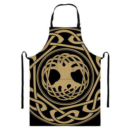 Viking Tree Of Life Print Bib Apron With Pocket