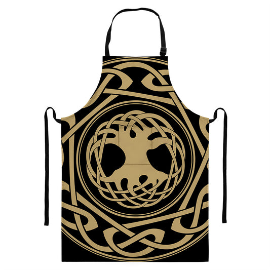 Viking Tree Of Life Print Bib Apron With Pocket