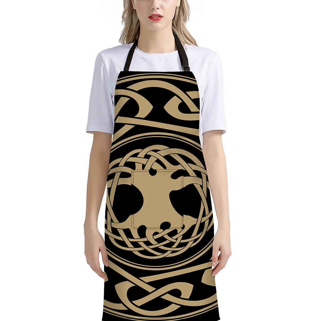 Viking Tree Of Life Print Bib Apron With Pocket