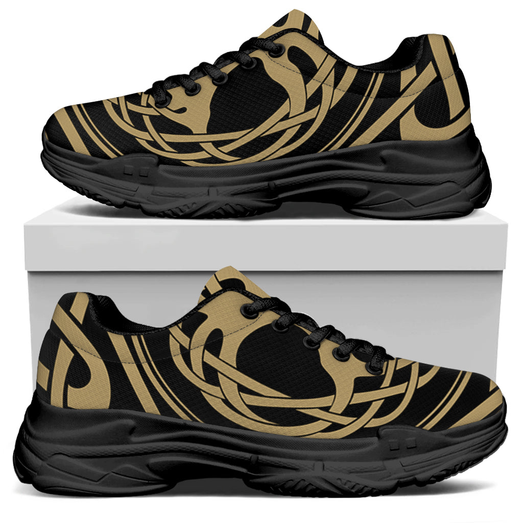 Viking Tree Of Life Print Black Chunky Shoes