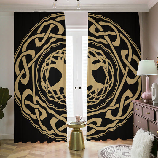 Viking Tree Of Life Print Blackout Pencil Pleat Curtains