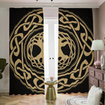 Viking Tree Of Life Print Blackout Pencil Pleat Curtains