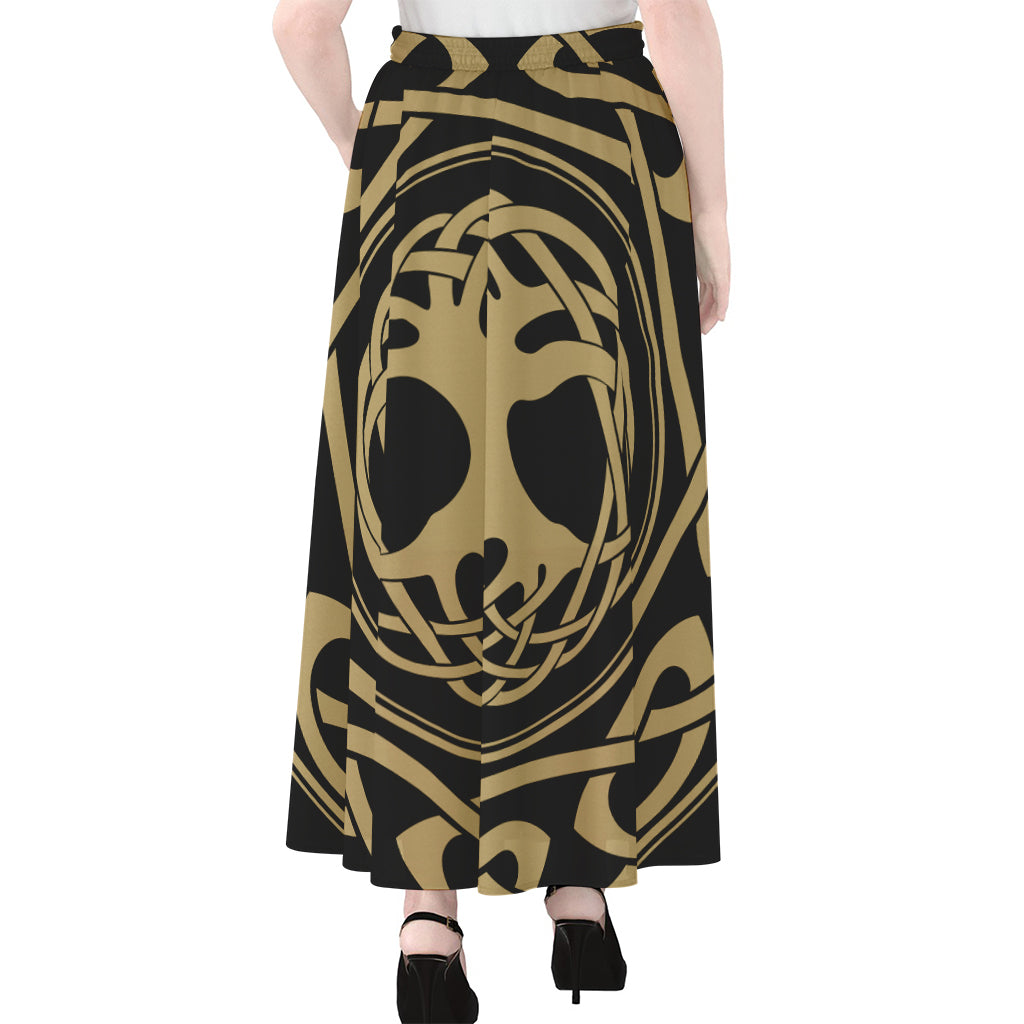 Viking Tree Of Life Print Chiffon Maxi Skirt