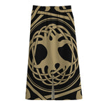 Viking Tree Of Life Print Cotton Front Slit Maxi Skirt
