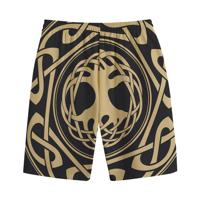 Viking Tree Of Life Print Cotton Shorts