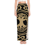 Viking Tree Of Life Print High Slit Maxi Skirt