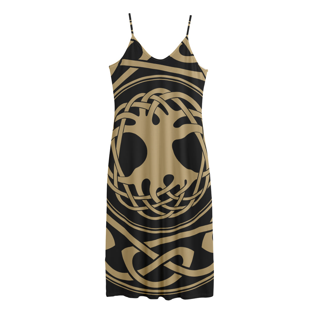 Viking Tree Of Life Print Jersey Midi Cami Dress