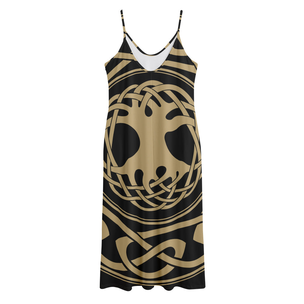 Viking Tree Of Life Print Jersey Midi Cami Dress