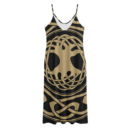 Viking Tree Of Life Print Jersey Midi Cami Dress