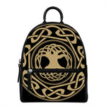Viking Tree Of Life Print Leather Backpack