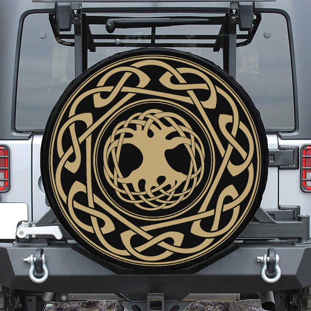 Viking Tree Of Life Print Leather Spare Tire Cover